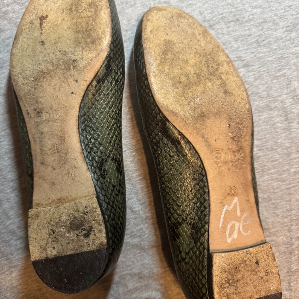 Chloe Green/Glack Python Embossed Leather Lauren … - image 6